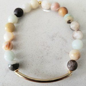 Beaded Black Gold Amazonite Stretch Bracelet